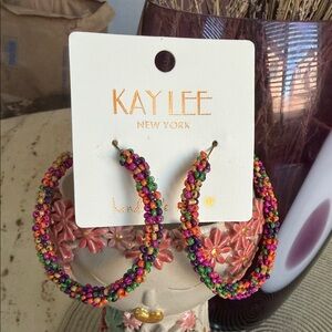 NWT Kaylee New York Colorful Beaded Hoop Earrings - Pierced